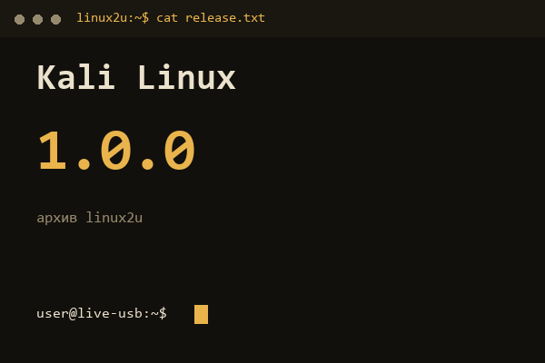 Kali Linux — обложка карточки архива Linux2U