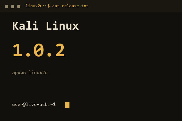 Kali Linux — обложка карточки архива Linux2U