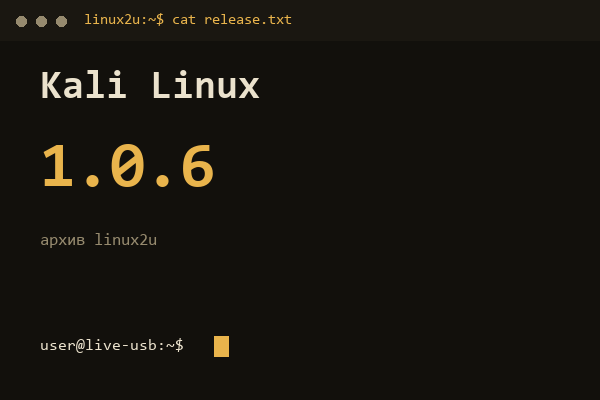 Kali Linux — обложка карточки архива Linux2U