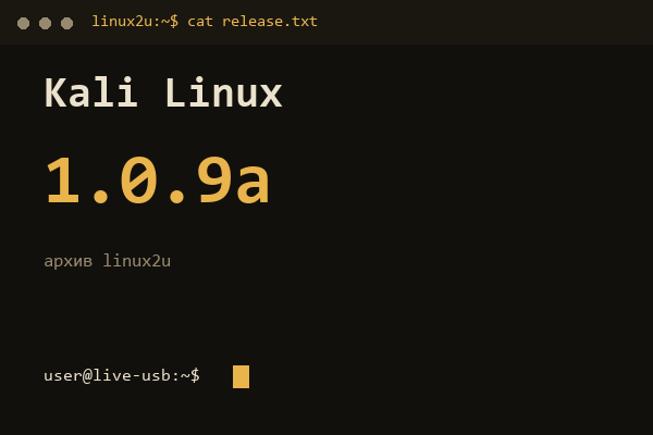 Kali Linux — обложка карточки архива Linux2U
