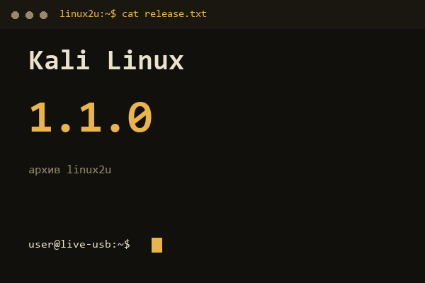 Kali Linux — обложка карточки архива Linux2U