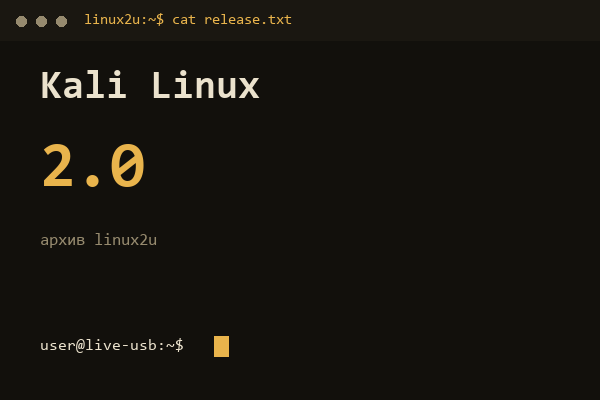 Kali Linux — обложка карточки архива Linux2U