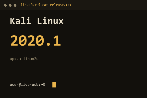 Kali Linux — обложка карточки архива Linux2U