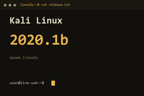 Kali Linux — обложка карточки архива Linux2U
