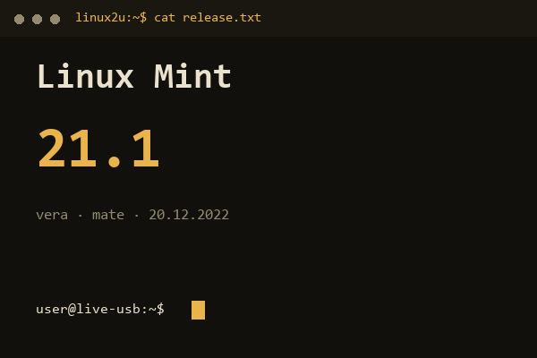 Linux Mint 21.1 Vera MATE x86_64 — обложка карточки архива Linux2U