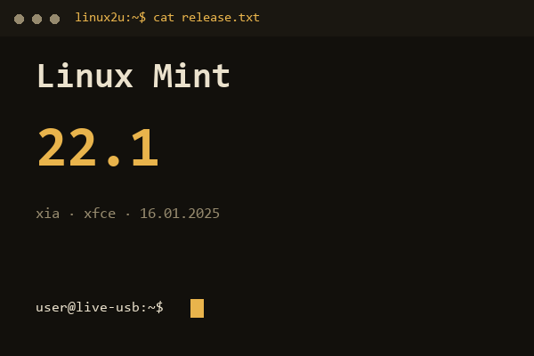 Linux Mint 22.1 Xia Xfce x86_64 — обложка карточки архива Linux2U