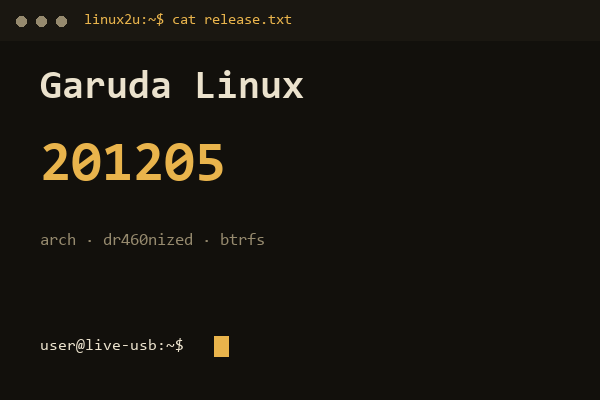 Garuda Linux 201205 — обложка карточки архива Linux2U