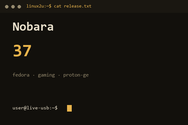 Nobara Linux 37 — обложка карточки архива Linux2U